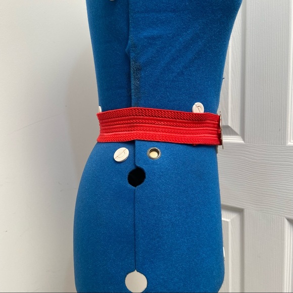 Vintage women red/gold buckle, stretch red 2” elastic band. Size waist 28”. Used - Picture 4 of 7